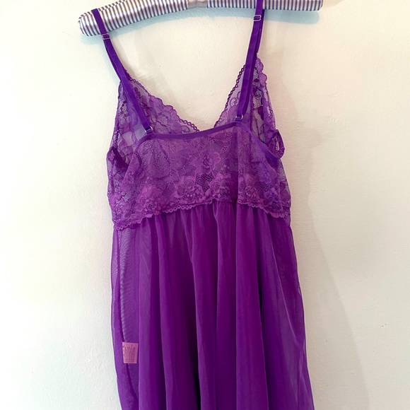 None Other - Lace Babydoll Lingerie- Purple